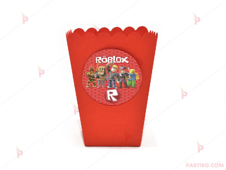 Кофичка за пуканки/чипс с декор Роблокс / Roblox в червено / 1бр.