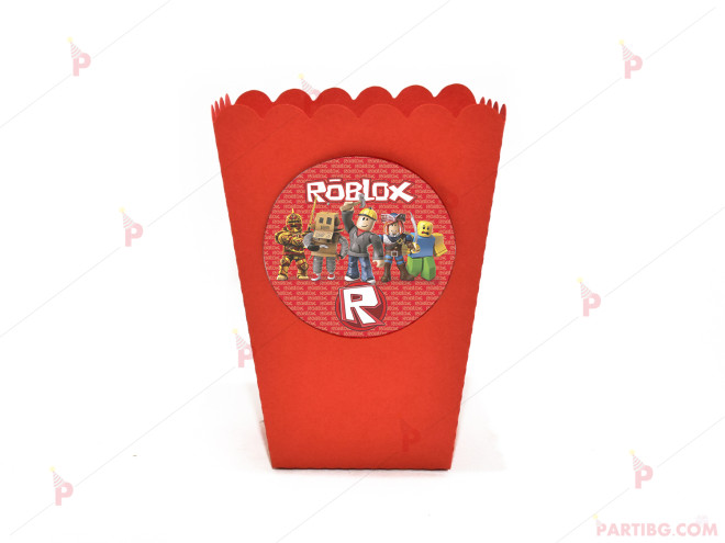 Кофичка за пуканки/чипс с декор Роблокс / Roblox в червено / 1бр. | PARTIBG.COM