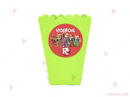 Кофичка за пуканки/чипс с декор Роблокс / Roblox в зелено / 1бр.