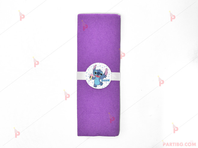 Салфетка едноцветна в лилаво и декор Стич / Stitch | PARTIBG.COM
