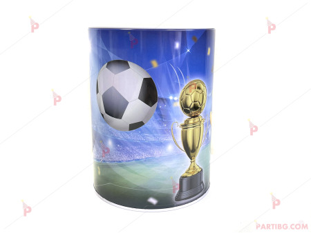 Касичка метална с футболен декор 15см