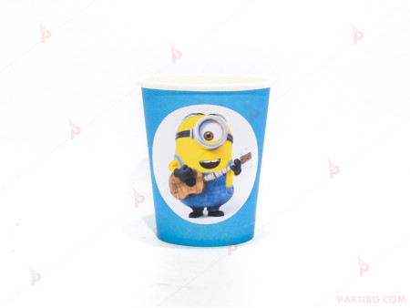 Чашки едноцветни в синьо с декор Миньони / Minions