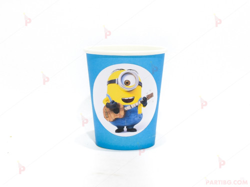 Чашки едноцветни в синьо с декор Миньони / Minions | PARTIBG.COM