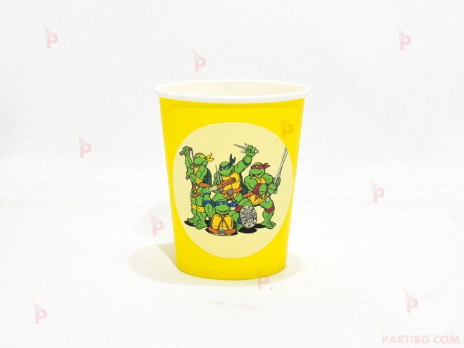 Чашки едноцветни в жълто с декор Костенурките нинджа / Turtles | PARTIBG.COM