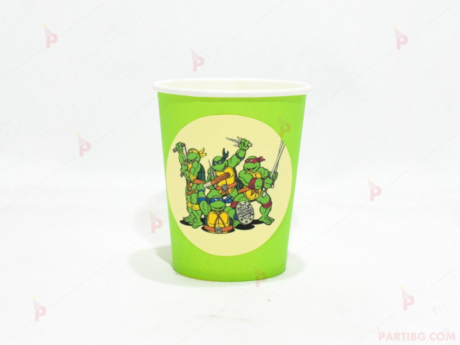 Чашки едноцветни в зелено с декор Костенурките нинджа / Turtles | PARTIBG.COM