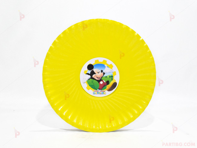 Чинийки едноцветни в жълто с декор Мики Маус / Mickey Mousee | PARTIBG.COM