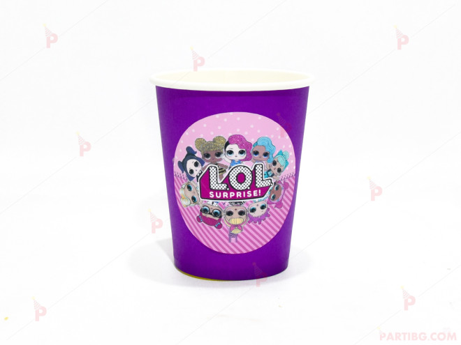 Чашки едноцветни в лилаво с декор Кукли ЛОЛ / LOL Surprise | PARTIBG.COM