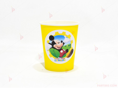 Чашки едноцветни в жълто с декор Мики Маус / Mickey Mousee