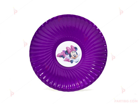 Чинийки едноцветни в лилаво с декор Мини Маус / Minnie Mousee 2