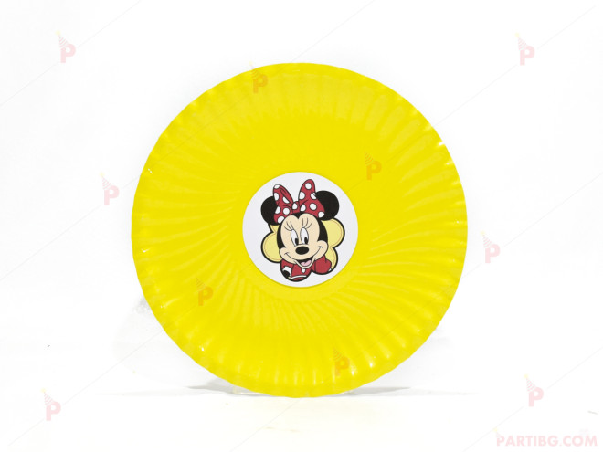 Чинийки едноцветни в жълто с декор Мини Маус / Minnie Mousee | PARTIBG.COM
