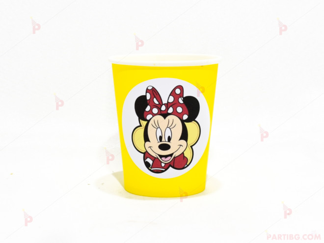 Чашки едноцветни в жълто с декор Мини Маус / Minnie Mousee | PARTIBG.COM