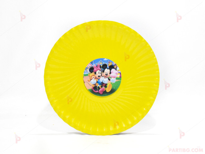 Чинийки едноцветни в жълто с декор Мини и Мики Маус | PARTIBG.COM