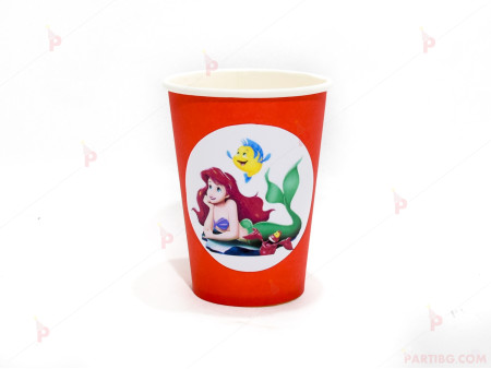Чашки едноцветни в червено с декор Ариел / The Little Mermaid