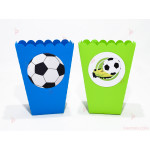Кофичка за пуканки/чипс с декор футболна топка и бутонка в зелено | PARTIBG.COM