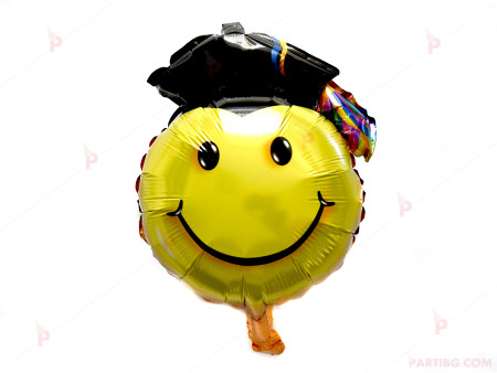 Фолиев балон усмивка с абсолвентска шапка