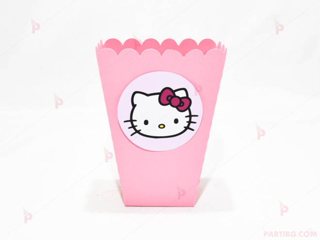 Кофичка за пуканки/чипс с декор Кити в розово | PARTIBG.COM