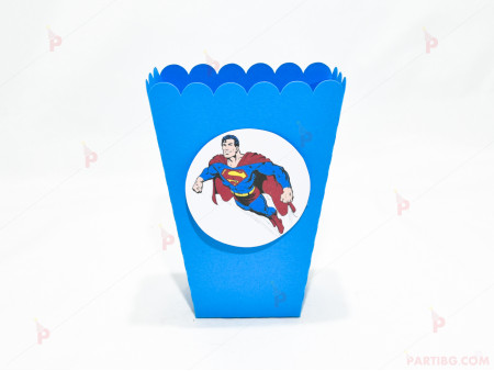 Кофичка за пуканки/чипс с декор Супермен в синьо / 1бр.