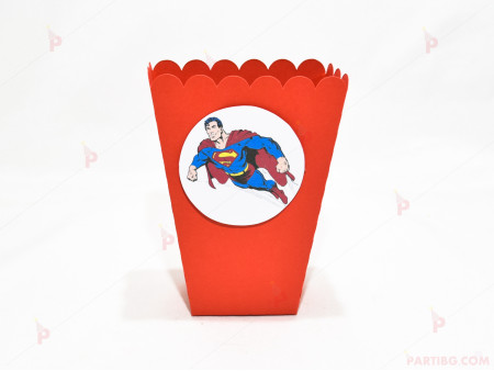 Кофичка за пуканки/чипс с декор Супермен в червено / 1бр.