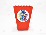 Кофичка за пуканки/чипс с декор Пи Джей Маск/PJ MASKS в червено / 1бр.