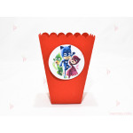 Кофичка за пуканки/чипс с декор Пи Джей Маск/PJ MASKS в червено | PARTIBG.COM