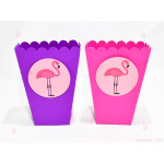 Кофичка за пуканки/чипс с декор Фламинго в лилаво | PARTIBG.COM