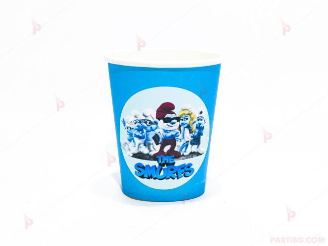 Чашки едноцветни в синьо с декор Смърфовете / The smurfs | PARTIBG.COM