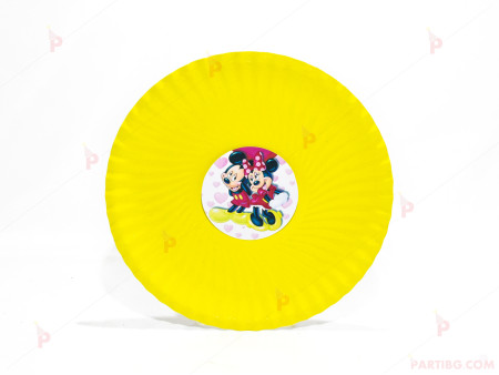 Чинийки едноцветни в жълто с декор Мини и Мики Маус 2