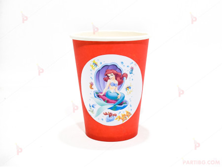 Чашки едноцветни в червено с декор Ариел / The Little Mermaid 2