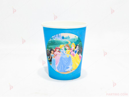 Чашки едноцветни в синьо с декор Принцеси / Princess
