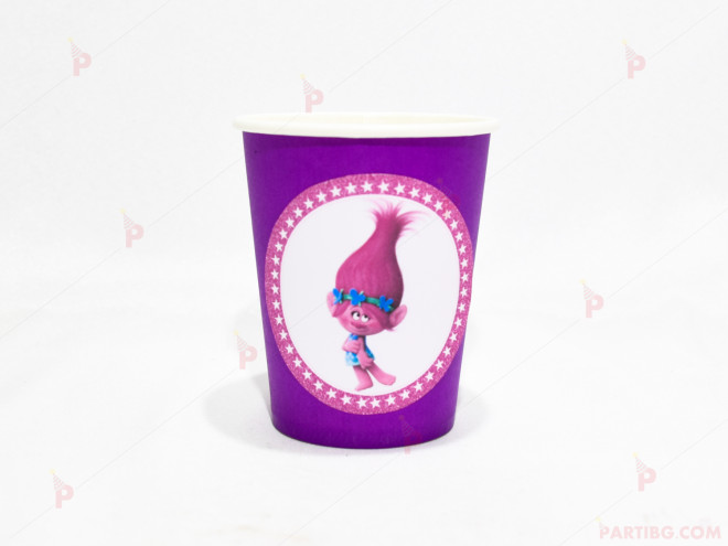 Чашки едноцветни в лилаво с декор Тролчето-Попи | PARTIBG.COM