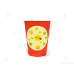 Чашки едноцветни в червено с декор Усмивки / Emoji | PARTIBG.COM