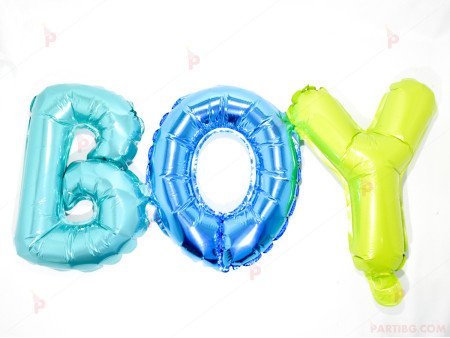 Фолиев балон надпис "BOY" в синьо