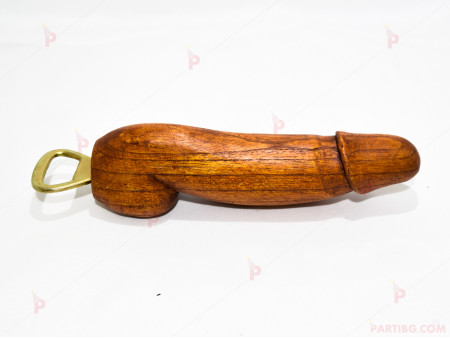 Забавна дървена отварачка във формата на пенис-голяма