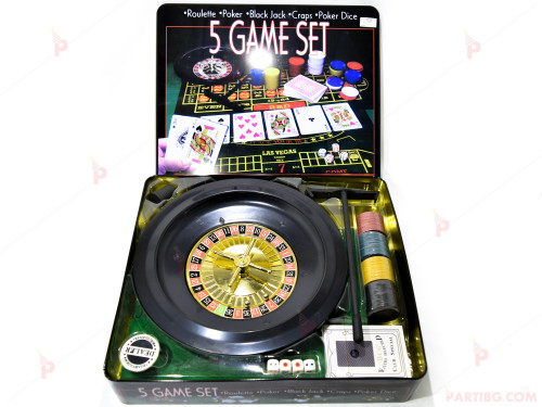 Комплект игри 5 в 1 /Roulette, Poker, Black Jack, Craps, Poker Dice/