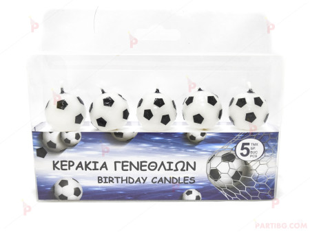 Свещички к-т 5 броя във формата на футболна топка