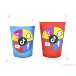 Чашки едноцветни в червено с декор Социални мрежи | PARTIBG.COM