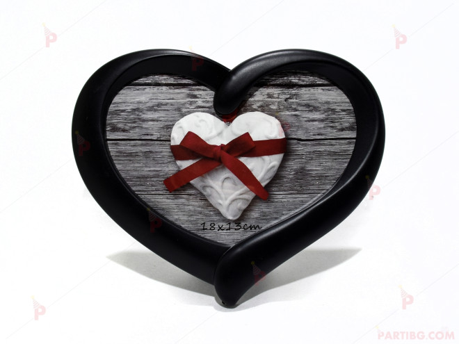Рамка за снимка във формата на сърце в черно | PARTIBG.COM