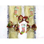 Коледен подарък - бутилка шампанско с чаши декупаж чорапчета | PARTIBG.COM