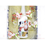 Коледен подарък - бутилка шампанско с чаши декупаж Дядо Коледа и Снежко | PARTIBG.COM