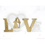 Фигура дървена надпис LOVE бяла с двойка | PARTIBG.COM