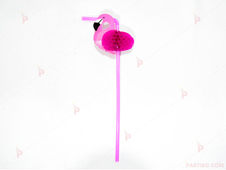 Сламки к-т 6 бр. с декор Фламинго в розово