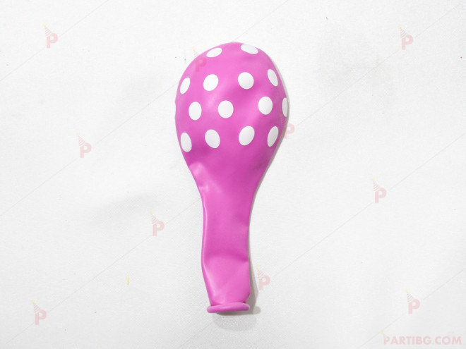 Балони 5бр. в розов цвят на бели точки | PARTIBG.COM