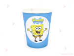 Чашки едноцветни в синьо с декор Спондж Боб / Sponge bob | PARTIBG.COM