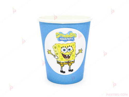 Чашки едноцветни в синьо с декор Спондж Боб / Sponge bob | PARTIBG.COM