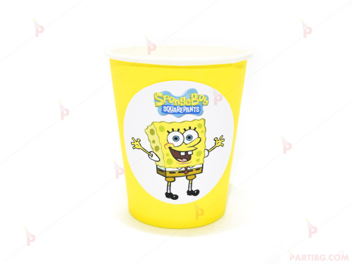 Чашки едноцветни в жълто с декор Спондж Боб / Sponge bob | PARTIBG.COM