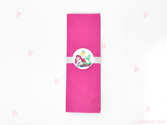 Салфетка едноцветна в циклама и тематичен декор Ариел / The Little Mermaid | PARTIBG.COM