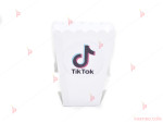 Кофичка за пуканки/чипс с декор ТикТок / TikTok в бяло | PARTIBG.COM