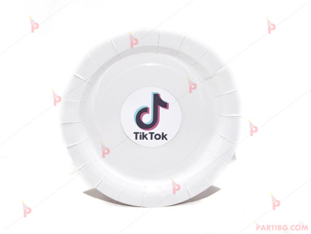 Чинийки едноцветни в бяло с декор ТикТок / TikTok