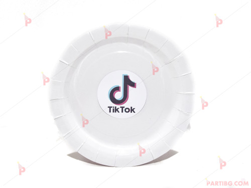 Чинийки едноцветни в бяло с декор ТикТок / TikTok | PARTIBG.COM