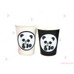 Чашки едноцветни в черно с декор Панда | PARTIBG.COM